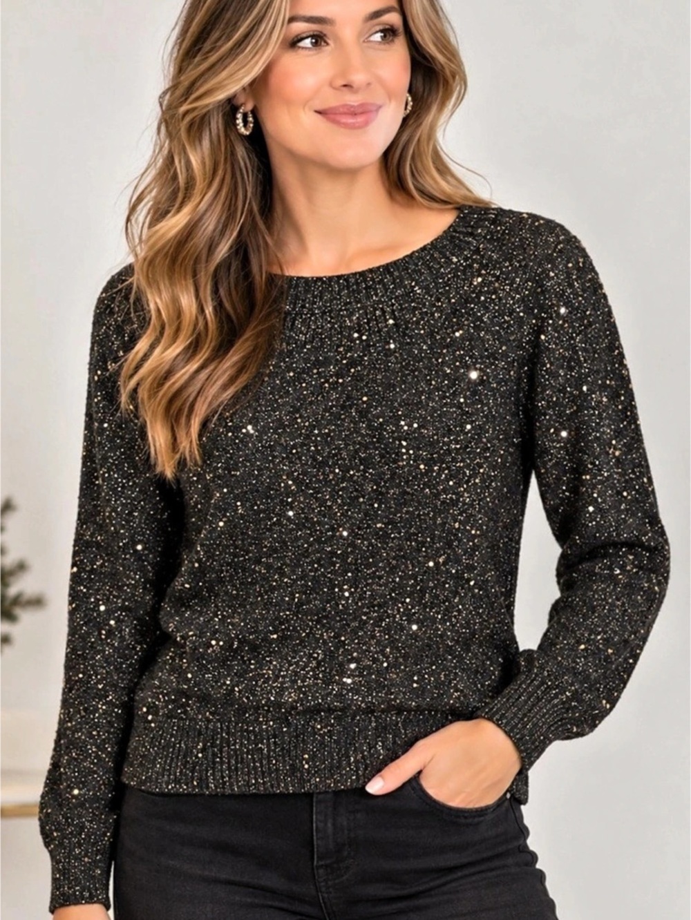 LOFT Sequin Crewneck Sweater i
